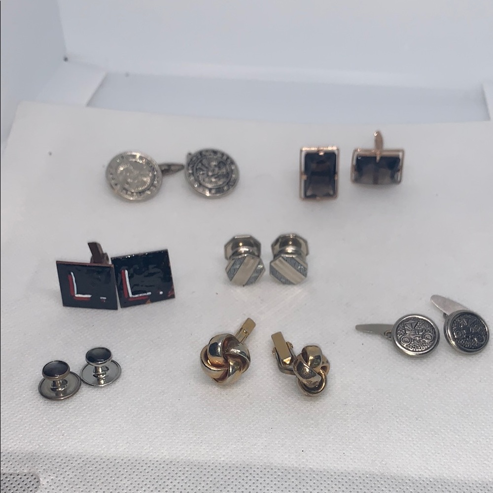 Lot of 7 Vintage Men's Dress Cuff Links LOOSE